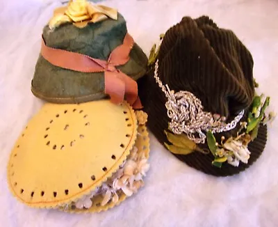 Antique Doll Hats Lot Handmade W/Millinery Flowers For Vintage Dolls & Display • $44