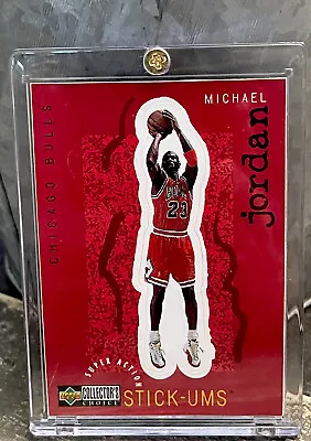 Michael Jordan Card - 90'S RARE INSERT SP - AUTHENTIC STICKER BULLS JERSEY #23 • $32.04