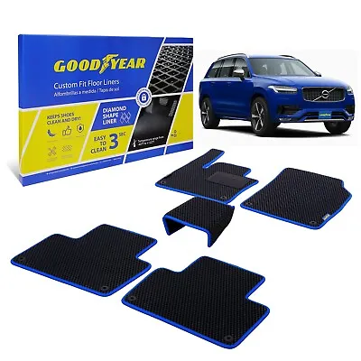 Goodyear Floor Mats All Weather Liners For 16-24 Volvo XC90 Black/Blue • $104.99