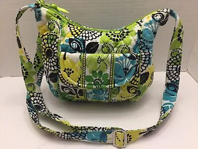 Vera Bradley Crossbody Saddle Bag Adjustable Zipper Limes Up Green & Yellow • $15