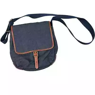 Fossil Buckner NS City Navy Canvas Fabric Crossbody Messenger Bag  • $29.99