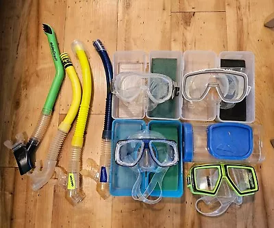 Lot Snorkeling Diving Scuba Mask Goggles Snorkle Dacor Seaquest Tempered Glass • $50