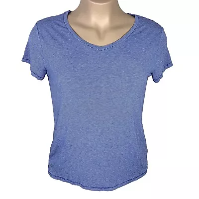 Large Mossimo Blue White Striped V Neck T Shirt Stretch 12 14 Casual Top • $5.99