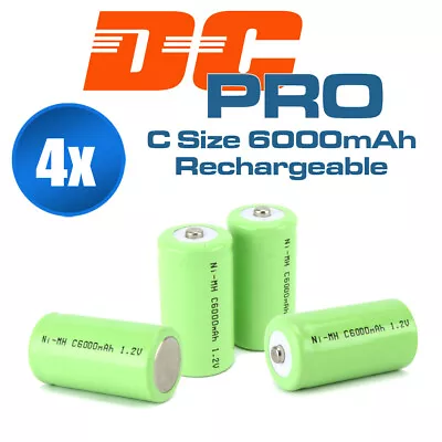 4x 6000mah C Size NI-MH Rechargeable Cell Battery 6000-mah NIMH Batteries 1.2V • $22.95