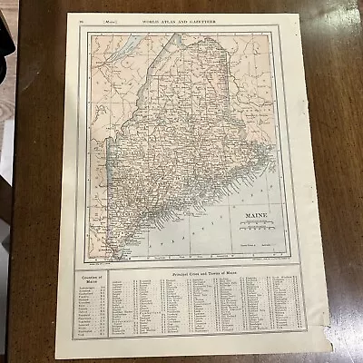 Antique 1914 Map Of Maine 11x15 Inches • $19.50