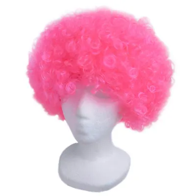 Economy Pink Afro Wig ~ HALLOWEEN 60s 70s DISCO CLOWN COSTUME PARTY CURLY FRO • $5.95