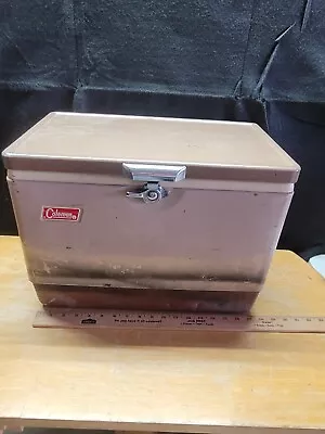 Vintage Coleman 2 Tone BROWN & TAN Metal Cooler W/ Bottle Openers  • $35.74