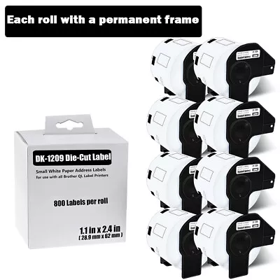 8 Roll White Address Labels DK-1209 Fits For Brother QL-570 QL-580N W/ 8 Frame • $52.99