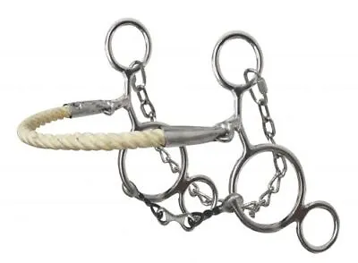 Western Saddle Horse Combination Dogbone Snaffle Bit + Rope Nose Hackamore • $29.80