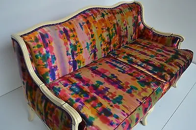 Vintage Settee Upholstered Hand Painted Ralph Lauren Silk Eccentric Luxuries NEW • $7500