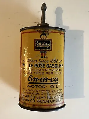 Vintage Rare Enarco EN-AR-CO & White Rose Motor Oval 3oz Oiler Can • $545