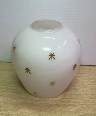 Vintage Groovy White Glass Shade Globe With Gold Stars 1970's 1-15/16” Fitter OD • $45
