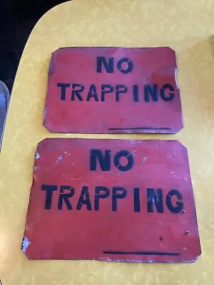 Vintage Sand Painted -No Trapping Sign • $19.99