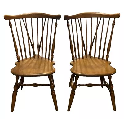 2 Vintage Ethan Allen By Baumritter Dining Chairs Heirloom Nutmeg Wood #10-6020 • $359.20