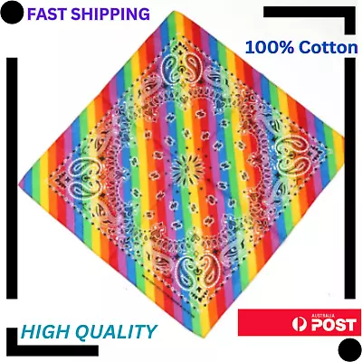 NEW Rainbow Bandana Head Tie Wear Neck Scarf Wrist Wrap Head Band AU Stock • $5.95