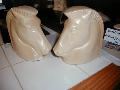 Vintage Deco Horsehead Bookends Marbello Art 6  Inches Tall 4 Lbs Chips On One • $19.99