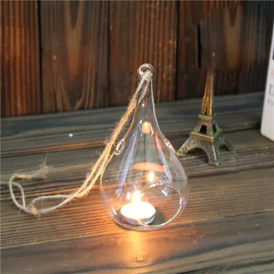 £9.95 • Buy 6PCS Glass Tear Drop Hanging Tealight Candle Holders Xmas Wedding Party Standing