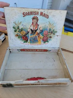 $88 • Buy Spanish Maid  Punch Wooden Cigar Box Lot Of 2 Antique Vintage