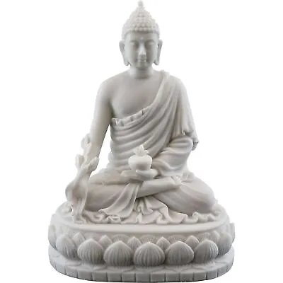 Top Collection Medicine Buddha Statue Buddha Of Healing Sculpture In White Ma... • $78.41