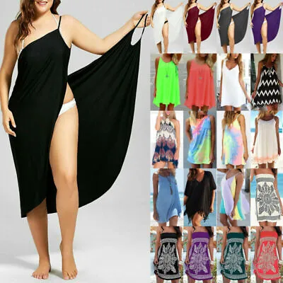 $26.50 • Buy Plus Size Women Bikini Cover Up Beach Boho Kaftan Summer Dresses Holiday Sarongs