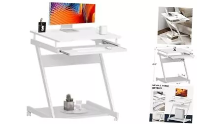  Z-Type Laptop Desk Mobile Standing Laptop Cart Small Workstation With White • $81.50