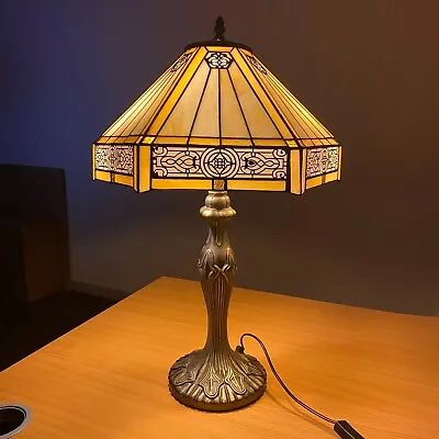 £150 • Buy Hexagon Tiffany Style 16  Table Lamp Yellow Glass 2x E27 Lights 24  Height UK