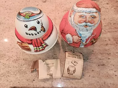 1980 Vintage Santa Claus/1981 Snowman Lot Metal Tin Roly Poly  • $30