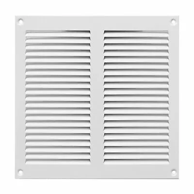 White Metal Air Vent Grille / 200mm X 200mm / Fly Screen Flat Louvre Duct Cover • £9.19