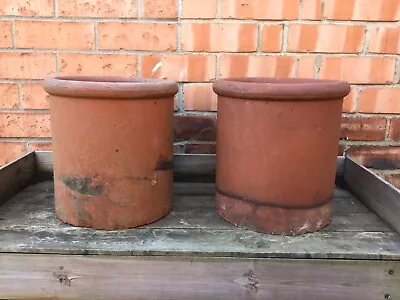 £35 • Buy Salvaged Round Terracotta Chimney Pots Matching Pair 12” X 11” Garden Planters