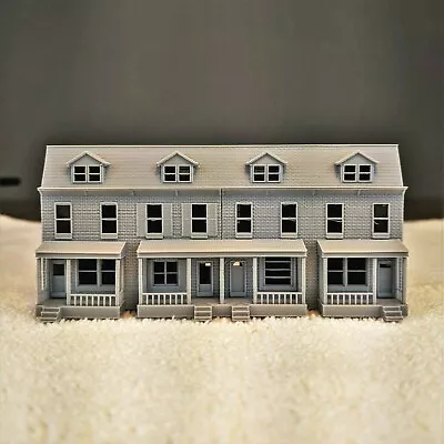 Z-Scale Pennsylvania Row House 4 Unit Model Brick Ext. 1:220 Scale Building • $24.99