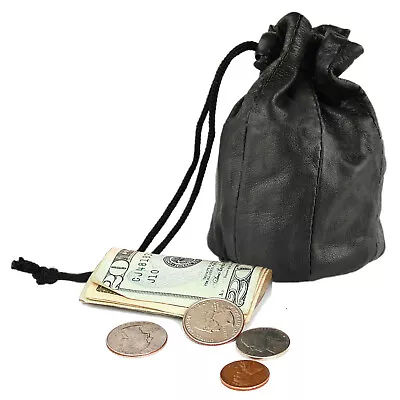 Genuine Leather Drawstring Pouch Coin Purse Soft Utility Pouch New • $15.06