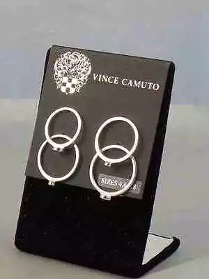 Vince Camuto Silvertone SUPER FINE Disc Crystal Band Ring Set 4 6 7 8 $48 • $16