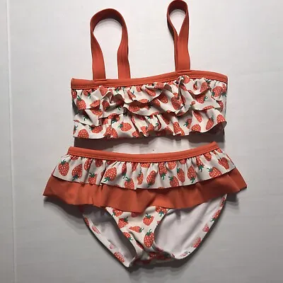 Mini Boden | Strawberry Ruffle 2 Piece Swimsuit Size 6-7 • $19.99