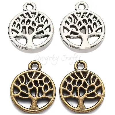 £2.50 • Buy Tree Of Life Charms Small Tibetan Silver Or Bronze Round 10mm Diameter 25pcs