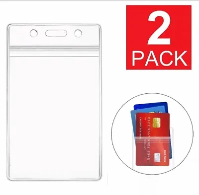 2-Pack Vertical ID Card Holder Clear Plastic Badge Resealable Waterproof Credit • $1.79