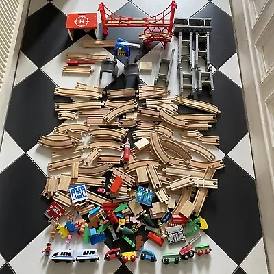 Wooden Train Bundle Big Jigs Brio Ikea Lifting Bridges Tracks Battery • £59.99