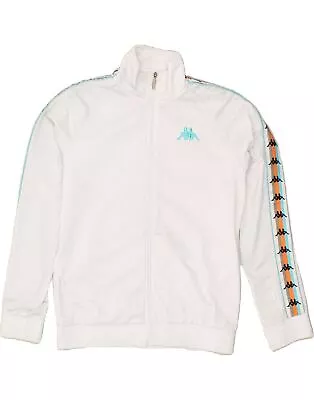KAPPA Mens Graphic Tracksuit Top Jacket Large White Polyester BE27 • £21.59