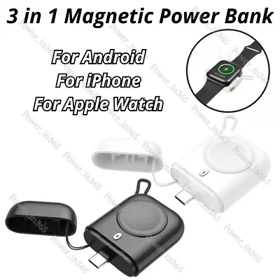 3 In 1 Magnetic Power Bank Portable Mini Charger For Apple Watch IPhone Android • $16.25