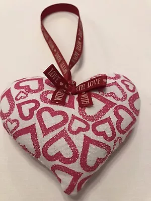 Valentines Heart Door Hanger Love Hearts Cotton Fabric With Love Red Ribbon. • £4.99