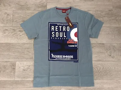 Mens Merc London Retro Mod T-shirt Slate Grey Palmer Size M • £20