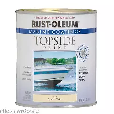 (2)- Qt Oyster White RustOleum Marine Fiberglass Wood Boat Topside Paint 207001 • $86.24