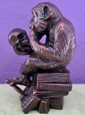 Hugo Rheinhold DARWIN PHILOSOPHIZING MONKEY & SKULL Sculpture Statue Small Size • $39.99