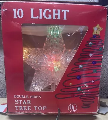 Vintage 8.5” Faceted Double Sides Star Tree Top Christmas Tree Topper Light • $18.95