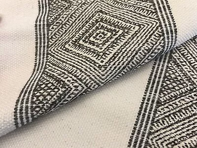 Manuel Canovas Banded Diamond Stripe Upholstery Fabric- Taya / Noir 1 Yd 4878/01 • £96.38