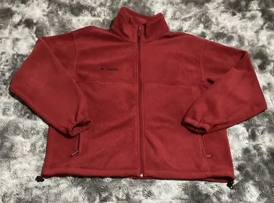 Vintage 90s Columbia Full Zip Fleece Jacket Mens Red Pullover Size Large • $25