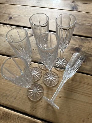 £19.99 • Buy Royal Doulton Set Of 6 Cut Glass Champagne Flutes