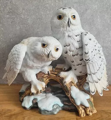 Large Vtg 80's Maruri Eyes Of The Night Snowy Owls Pair 8809 Porcelain Sculpture • $124.95