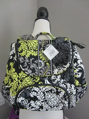 NWT Vera Bradley Baroque Double Zip Bag Backpack Purse Black Green Box 1 • $88