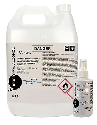 $42.95 • Buy Isopropyl Alcohol 100% IPA Isopropanol 5L 5 Litres + Full 250ml Finger Spray 