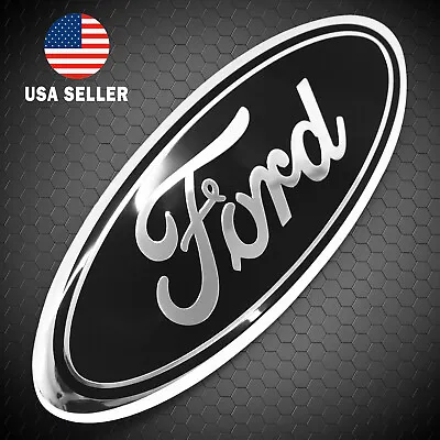 FORD BLACK & SILVER EMBLEM OVAL 9 INCH LOGO Front Grille/Tailgate Badge 2004-16 • $13.99